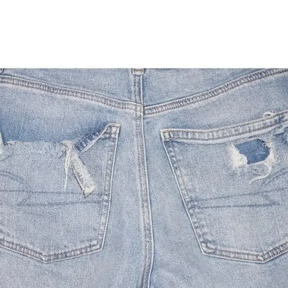 American Eagle Baggy Straight Jeans Women’s 6 Distressed High Rise Denim - Picture 7 of 9